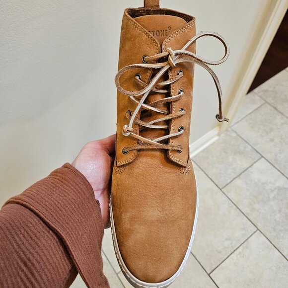 Blackstone Men's "DM-51" Leather/Nubuck High Top Sneakers, Tan, Sz 12 (EU 46) - Picture 13 of 16